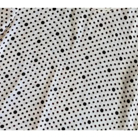 Loft Black White Star Print Polka Dot Short Sleeve Chiffon Top Size Small Flowy - Picture 4 of 4